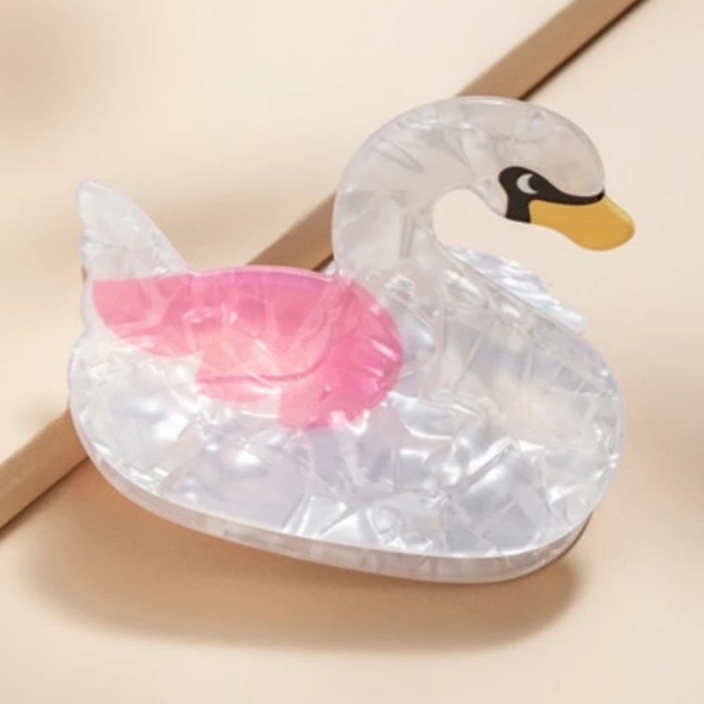 NWT Francesca's Swan Hair Claw Clip Marbled Design